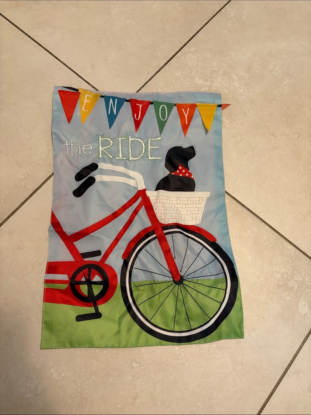 Enjoy The Ride Bike mini Garden Flag - Red Bicycle Design
